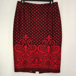 NYCC New York Clothing Co.Red/Black Floral Pencil Skirt Size S